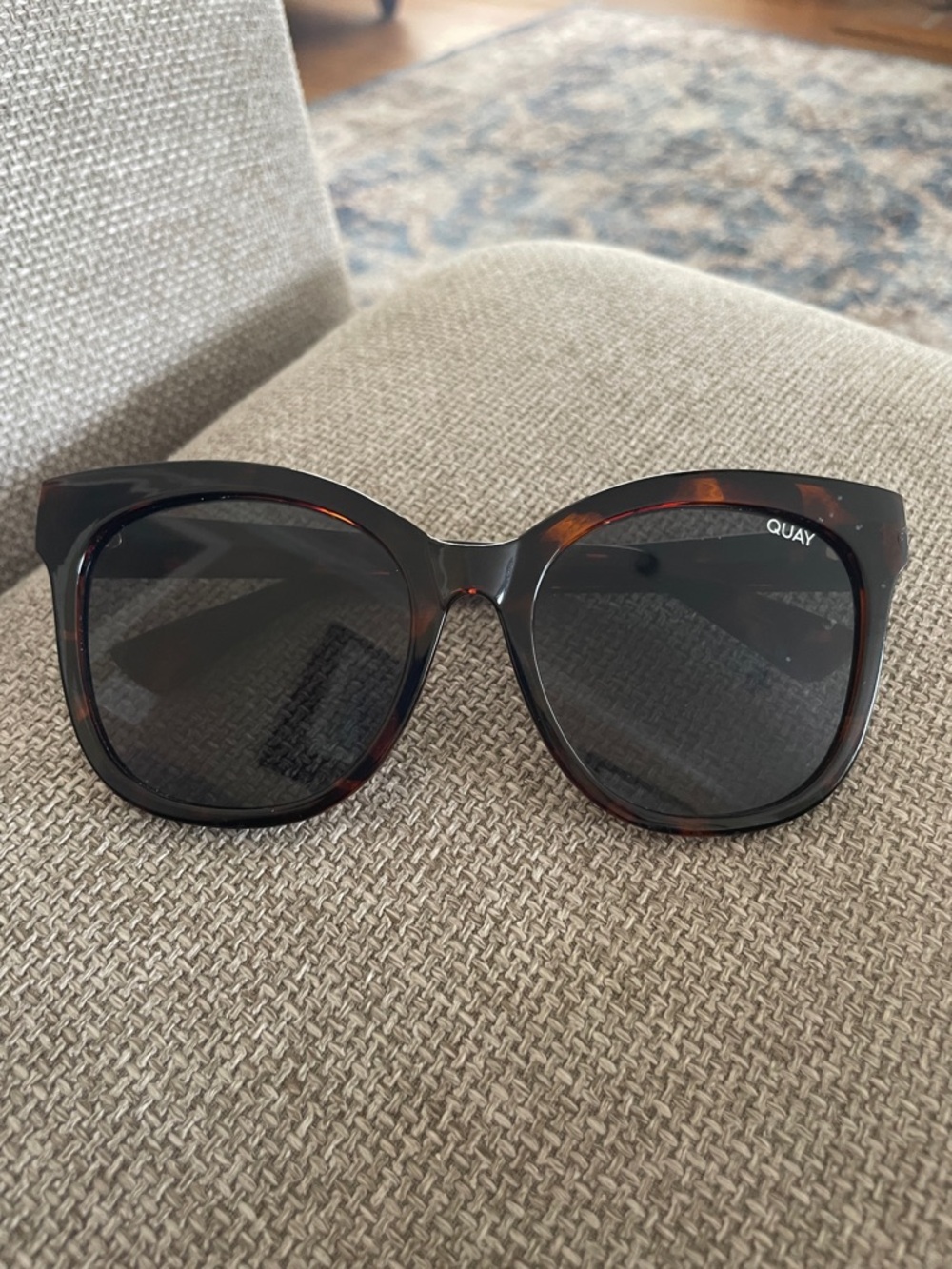 Quay Australia Large Tortoiseshell Frame Sunglasses with Black Lenses